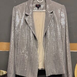 JM Collection Silver Sequin Blazer